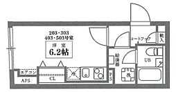 ココキューブ井草 2階ワンルームの間取り