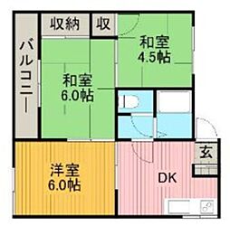 JR相模線 橋本駅 バス10分 八幡神社前下車 徒歩2分の賃貸アパート 2階3DKの間取り