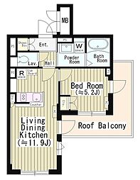 Centenario 市谷二十騎町 5階1LDKの間取り