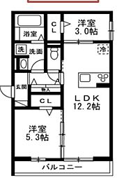さいたま市浦和区元町1丁目アパート 2LDKの間取図画像
