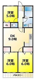 サニープレスキャッスルA 3DKの間取図画像
