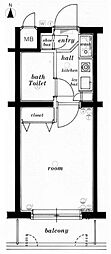 メインステージ大倉山 1Kの間取図画像