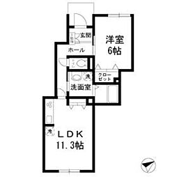 Villetta 1LDKの間取図画像
