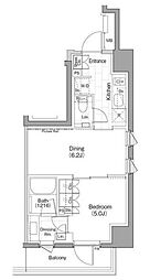 ザ・パークハビオ早稲田 1DKの間取図画像