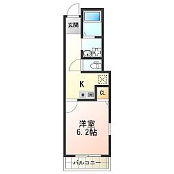 クリアフェリオ住吉 1Kの間取図画像