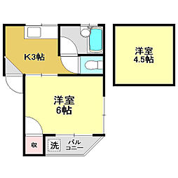 ハイツアラミス 1Kの間取図画像