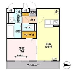 ノーザンレイクK 1LDKの間取図画像