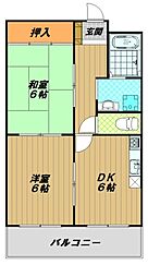 エスポワール森友 2DKの間取図画像