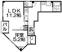 アーカンシェル東寝屋川 1LDKの間取図画像