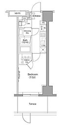 ザ・パークハビオ木場 1Kの間取図画像