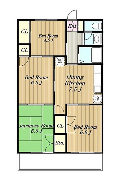 マンションベアーズ ｜東京都八王子市松木(賃貸マンション4DK・1階・63.76㎡)の写真 その2