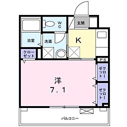 ラフィネ堀之内 1Kの間取図画像
