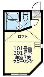 ユナイト星川パリセヴェイユ ワンルームの間取図画像