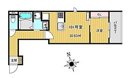 Charme Maison香椎 1LDKの間取図画像
