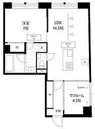開洋館 1LDKの間取図画像