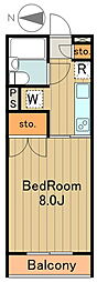 スカイパレス堀之内 1Kの間取図画像