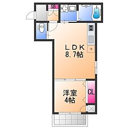 コティ諏訪ノ森 1LDKの間取図画像