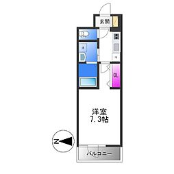 アーバンパーク田辺 1Kの間取図画像