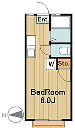 カーサ四季 1階1Kの間取り