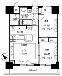サンクレール荒川ブランガーデン 2LDKの間取図画像