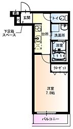 近鉄大阪線 俊徳道駅 徒歩7分の賃貸アパート 1階1Kの間取り