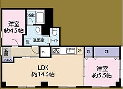 本郷マンション 1階2LDKの間取り