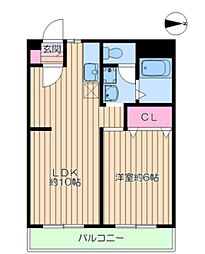ツイン・コートE 1LDKの間取図画像