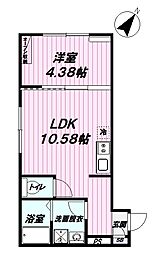 （仮）グランディール羽村 3階1LDKの間取り