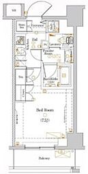 ディップス十条仲原イースト 4階1Kの間取り