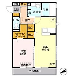 シーバスB館 1LDKの間取図画像