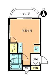 シティールーム西中延 ワンルームの間取図画像