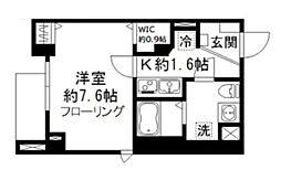 ジョカットロ蔵前 1階1Kの間取り