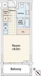 カスタリア初台II 3階ワンルームの間取り