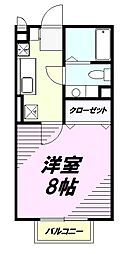 ＳＴ北野 2階1Kの間取り