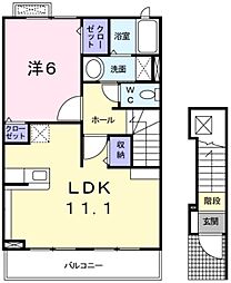 カーサ・フローレス 1LDKの間取図画像