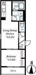 GRADUS大和田 1LDKの間取図画像