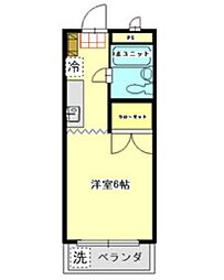アネックス河辺 2階1Kの間取り