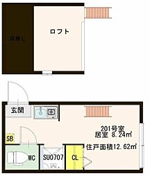 サンクチュアリ南長崎 2階ワンルームの間取り