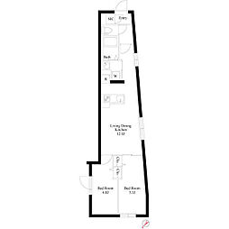 グランパセオ中目黒IV 2LDKの間取図画像