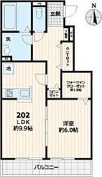 ヴェルデ三鷹 2階1LDKの間取り