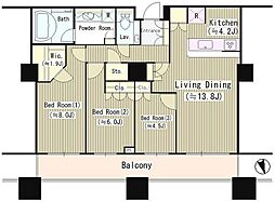 パークコート麻布十番ザ・タワー 3LDKの間取図画像