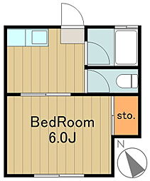 京王相模原線 京王永山駅 徒歩5分の賃貸アパート 1階1Kの間取り