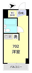 上野アビタシオン ワンルームの間取図画像