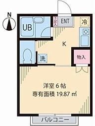 MYパレス3 1Kの間取図画像