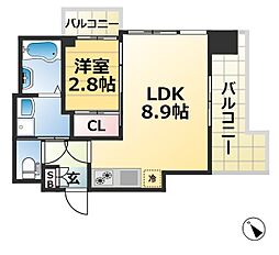 JR東海道・山陽本線 兵庫駅 徒歩14分の賃貸マンション 2階1LDKの間取り