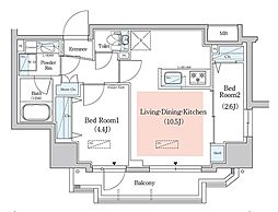 アーバネックス西新宿II 3階2LDKの間取り