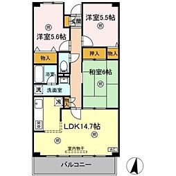 ルーチェ緑が丘 B 1階3LDKの間取り