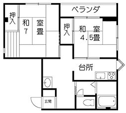 ウリュウ中央第1ビル 2Kの間取図画像