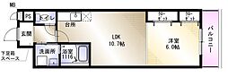 ハルミール忍ケ丘 1LDKの間取図画像