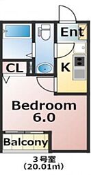 エバーズ鶴ヶ島 1階1Kの間取り